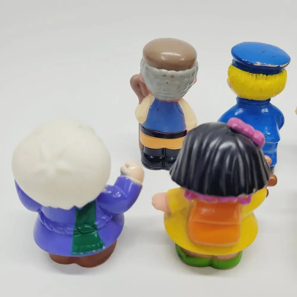 Vintage Fisher Price Little People Figures Lot of 7 All Rubber Farmer Sheep Girl